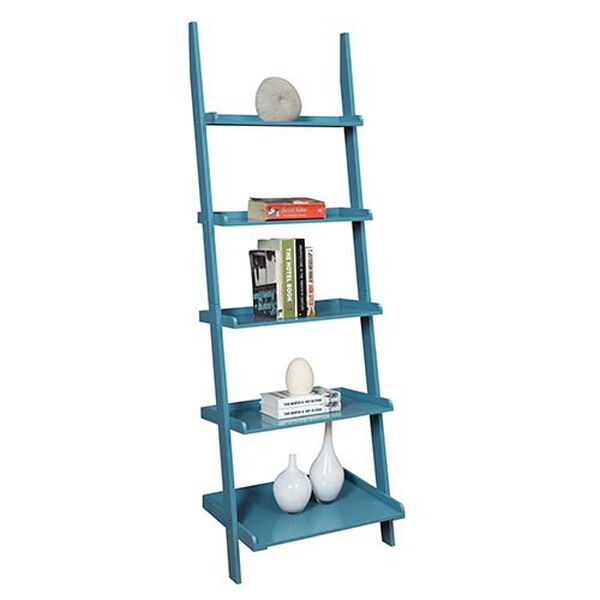 French Country Blue Bookshelf Ladder, image 2
