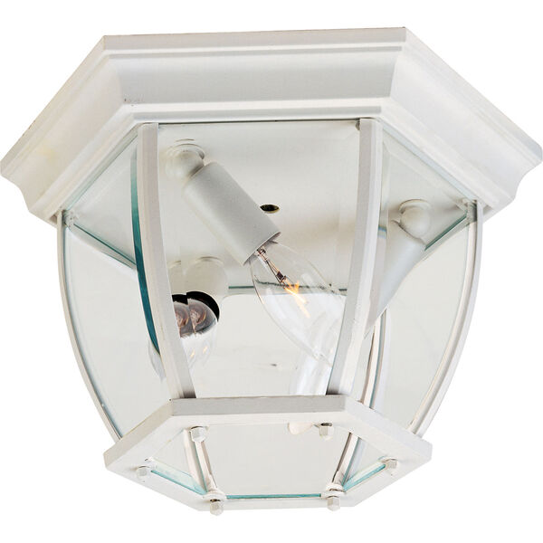 White Three-Light Outdoor Flushmount, image 1