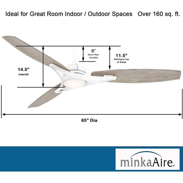 Molino Flat White 65-Inch Integrated LED Outdoor Ceiling Fan, image 4