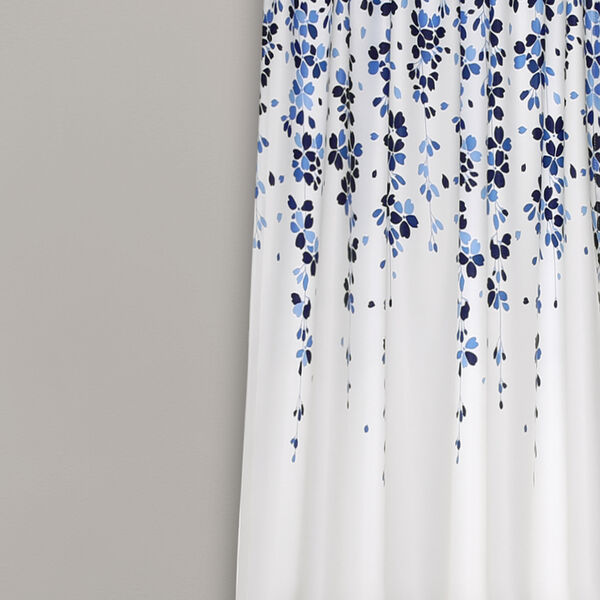 Weeping Flower Navy and Blue 95 x 52 In. Room Darkening Curtain Panel Set, image 3
