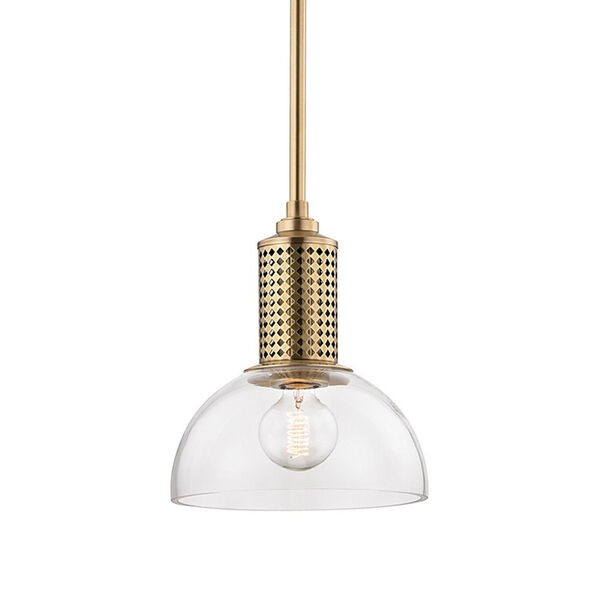 Halcyon Aged Brass 10-Inch One-Light Pendant, image 1