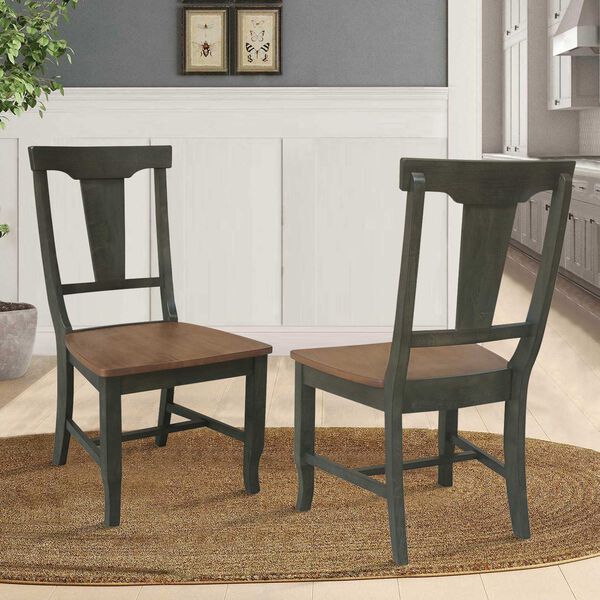 Hickory/Washed Coal Solid Wood Panel Back Chair, Set of 2, image 1
