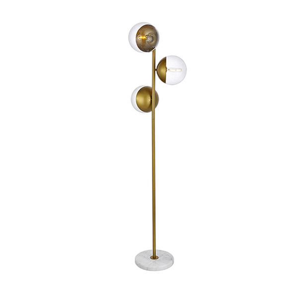 Eclipse Brass Three-Light Floor Lamp, image 1