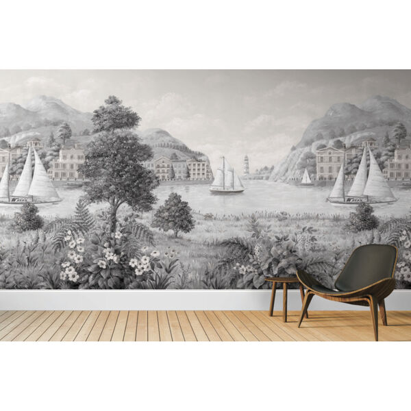 Mural Resource Library Gray and White Safe Harbor Wallpaper, image 1