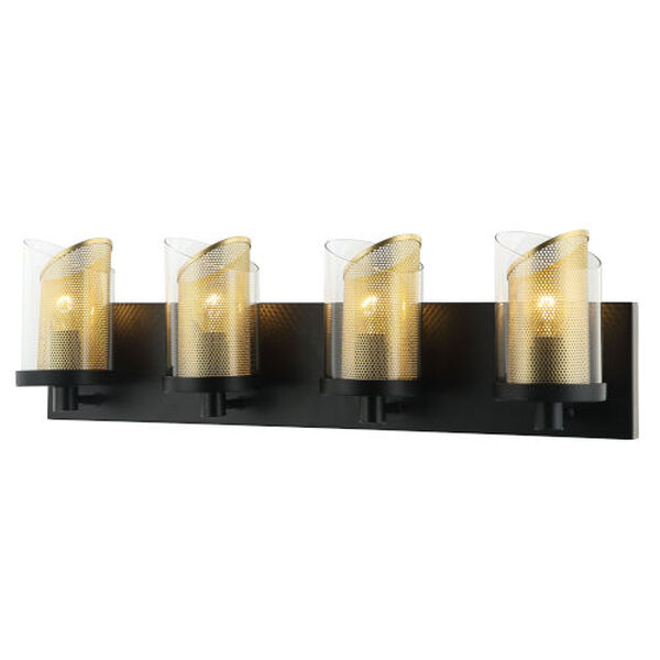 So Inclined Black Gold Four-Light Bath Vanity, image 2