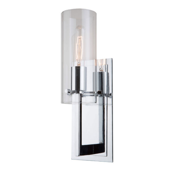Uptown Chrome One-Light Wall Sconce with Clear Glass, image 1