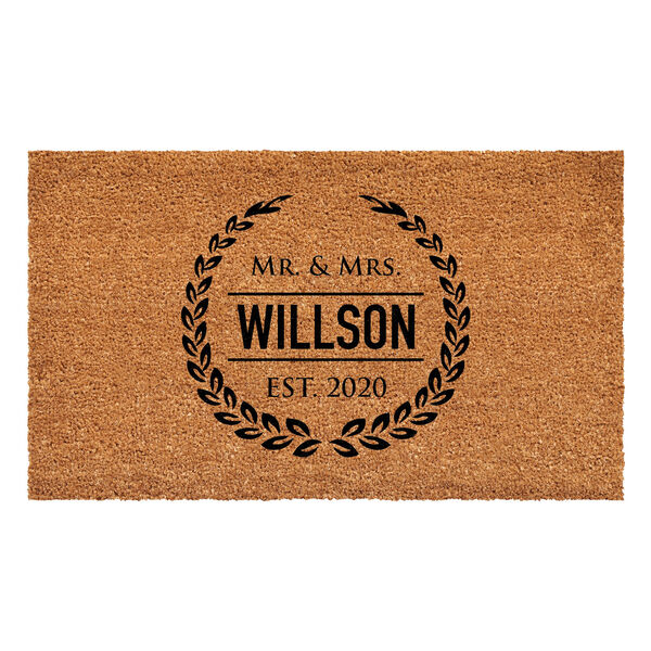 Personalized Laurel Wreath Mr. and Mrs. 30 In. x 48 In. Doormat, image 1