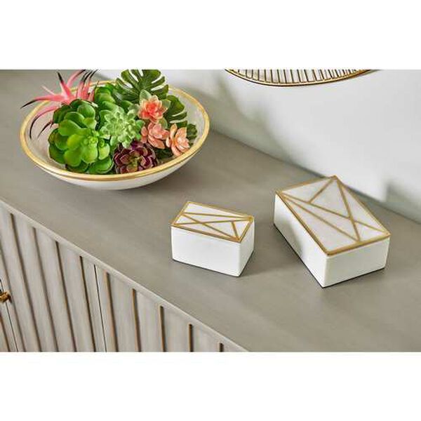Genesis Natural White and Antique Gold Marble Box, image 10