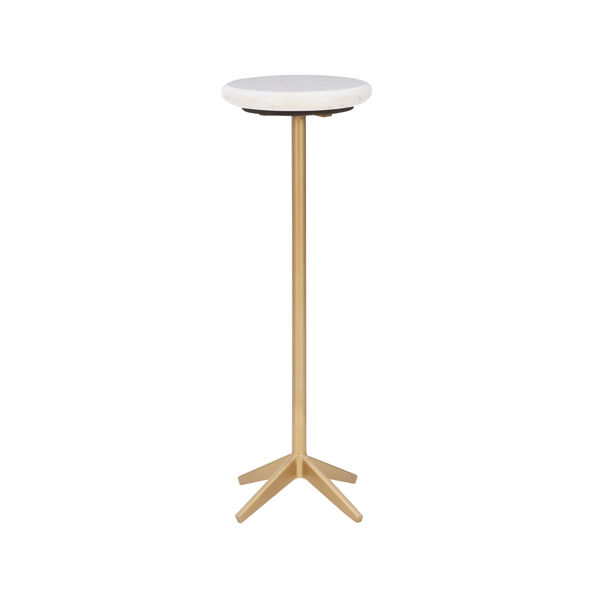 Arrow Gold Drink Side Table with White Marble, image 1