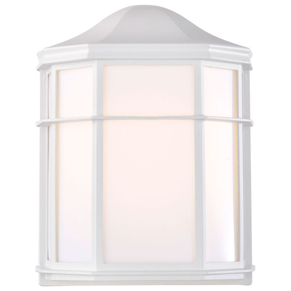 White LED Cage Lantern Outdoor Wall Mount with Linen Acrylic, image 2