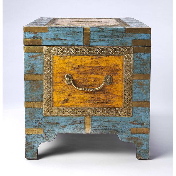 Nador Painted Brass Inlay Storage Trunk, image 5