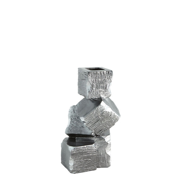 Silver and Black 9-Inch Faux Pyrite Vase, image 3