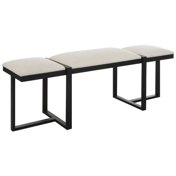 Triple Black and White Modern Upholstered Bench, image 1