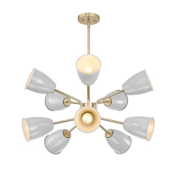 Biba Brushed Gold 10-Light Chandelier with Metal Shades, image 5