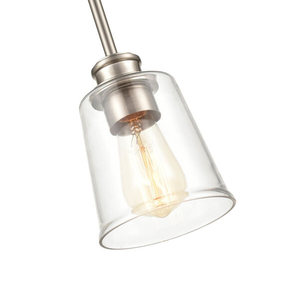 Forsyth Brushed Nickel One-Light 5-Inch Mini-Pendant With Transparent Glass, image 3