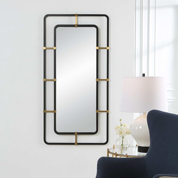 Escapade Brushed Brass Industrial Wall Mirror, image 4