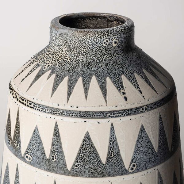 Delaney Gray and White Patterned Ceramic Vase, image 4