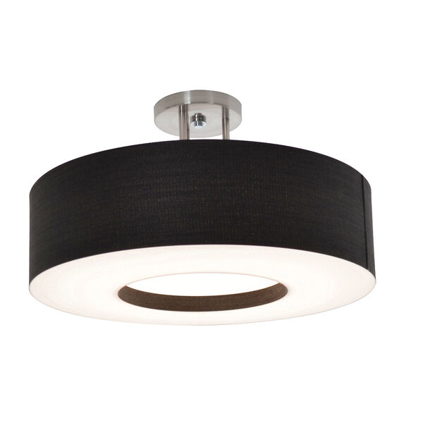Montclair Satin Nickel 12-Inch One-Light Integrated LED Semi-Flush Mount with Black Shade, image 1