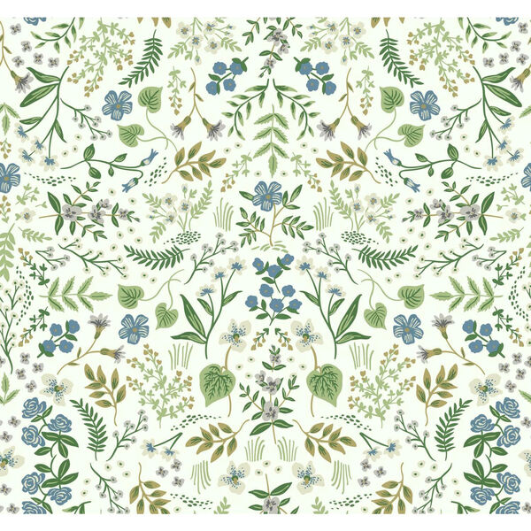 Rifle Paper Co. Blue and Green Wildwood Wallpaper, image 2
