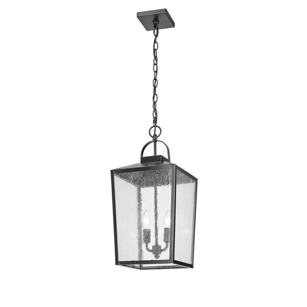Devens Powder Coated Black Two-Light Outdoor Hanging Lantern, image 3