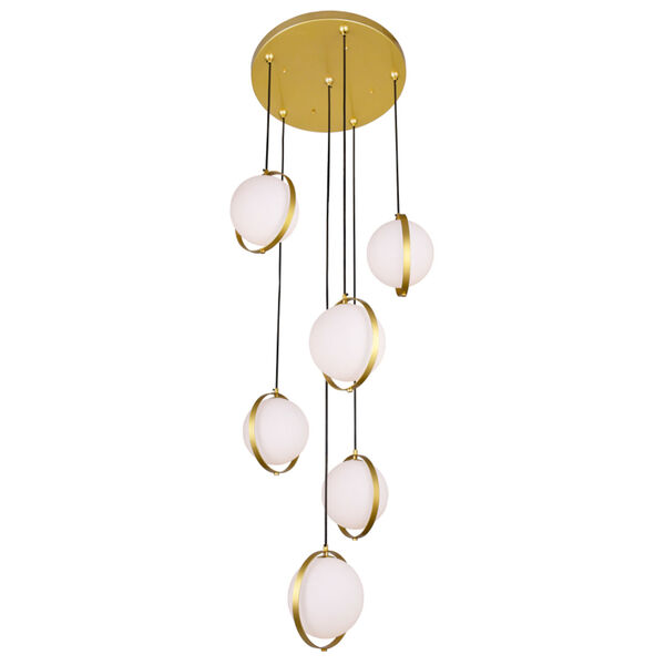 Da Vinci Brass Six-Light LED Pendant, image 6