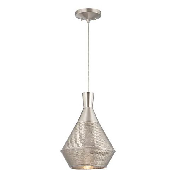 Jake Satin Steel LED Dome Pendant with Perforated Metal Shade, image 1