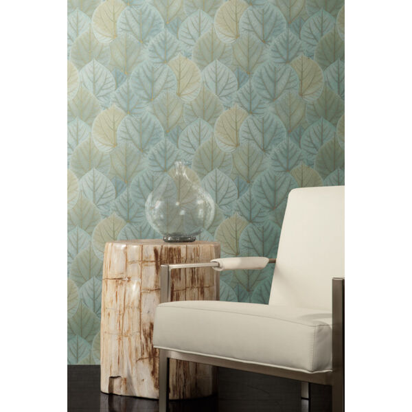 Candice Olson Modern Nature 2nd Edition Turquoise Leaf Concerto Wallpaper, image 1