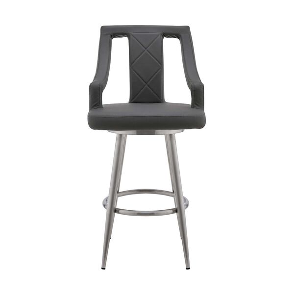 Maxen Brushed Stainless Steel Gray Counter Stool, image 3