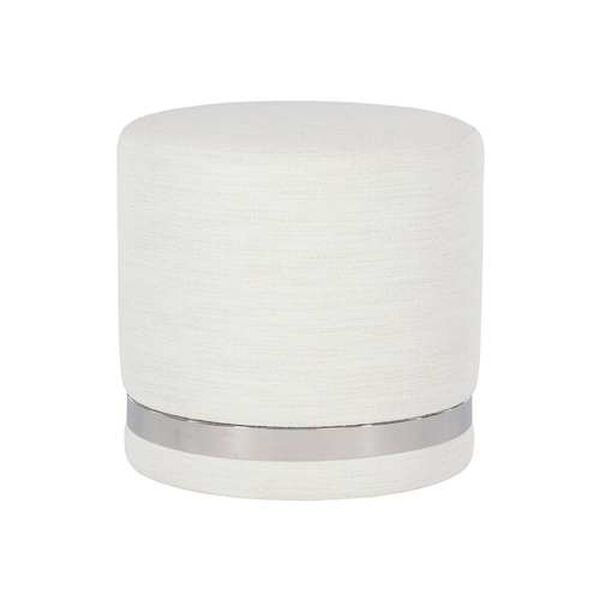 Silhouette White and Stainless Steel Ottoman, image 1