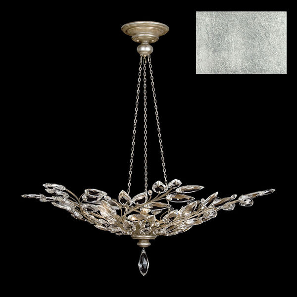 Crystal Laurel Silver 47-Inch Six-Light Pendant with Crystal Leaves, image 1