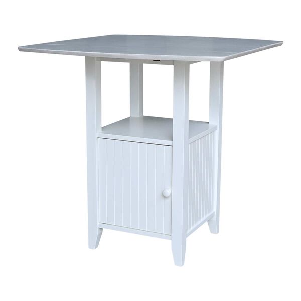 Dual Drop Leaf Antiqued Chalk Counter Height Bistro Table  with Storage, image 1