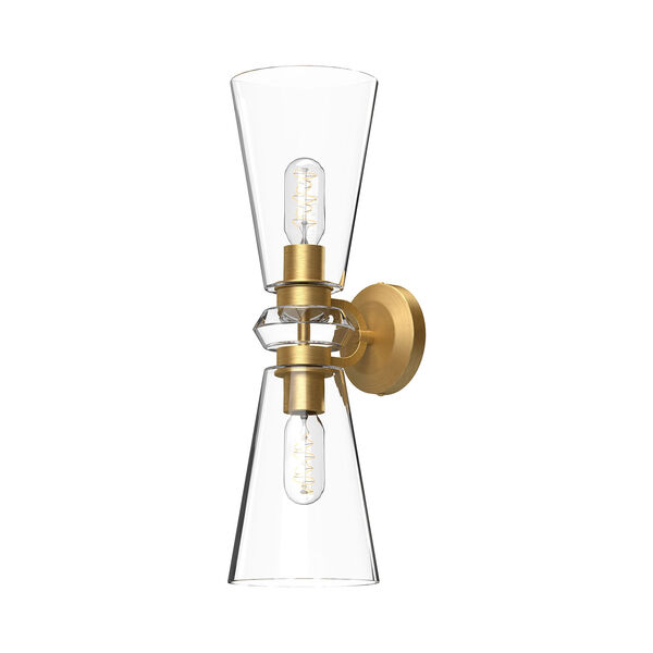 Salem Brushed Gold Two-Light Wall Sconce with Clear Glass, image 1