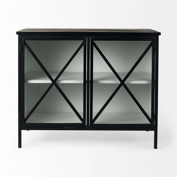Aurelia Black Two Door Glass Cabinet, image 2