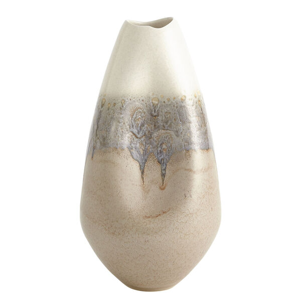 Cream Rises Grey and Ivory Dented Large Vase, image 1