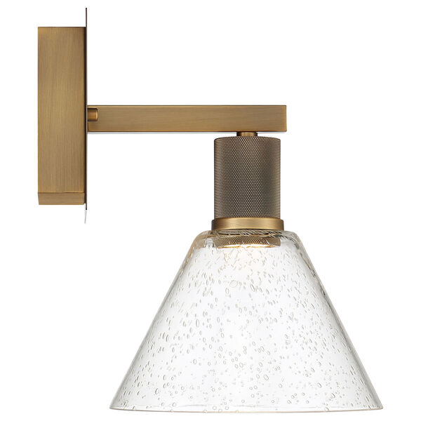 Port Nine Brass-Antique and Satin Outdoor Intergrated LED Wall Sconce with Clear Glass, image 3