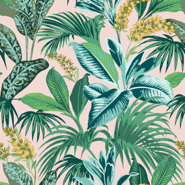 Havana Palm Pink Botanical Peel and Stick Wallpaper - SAMPLE SWATCH ONLY, image 2