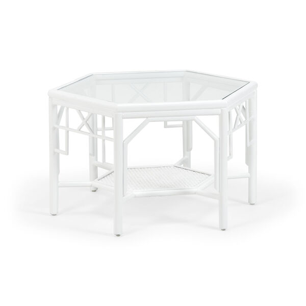 White 32-Inch Wild Palm Cocktail Table, image 1