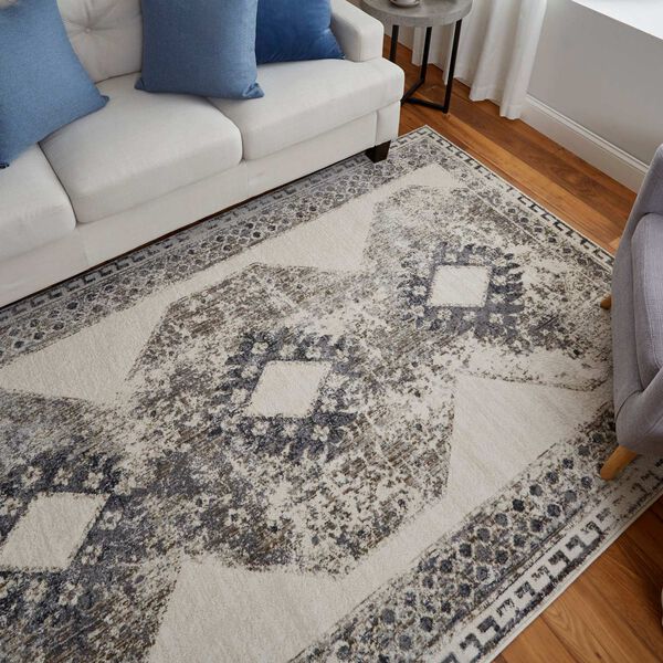 Kano Classic Distressed Ivory Taupe Gray Area Rug, image 4