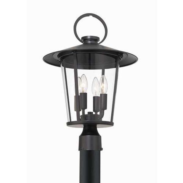Andover Matte Black Four-Light Outdoor Lantern Post, image 1