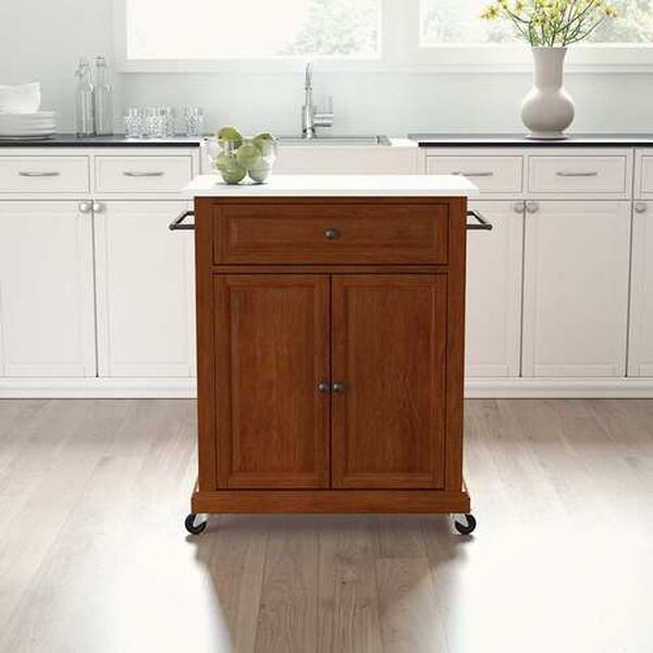 Compact Stone Top Kitchen Cart, image 1