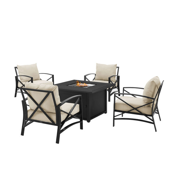 Kaplan Oatmeal and Oil Rubbed Bronze Outdoor Conversation Set with Fire Table, 5 Piece, image 5