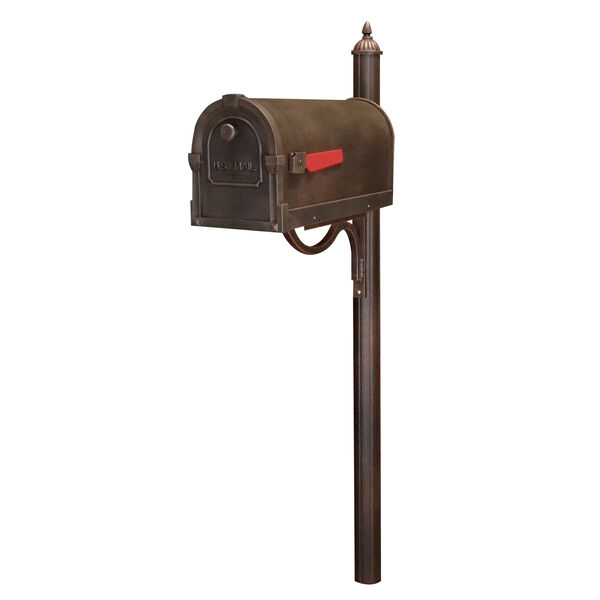 Savannah Copper Curbside Mailbox with Richland Mailbox Post Unit, image 1