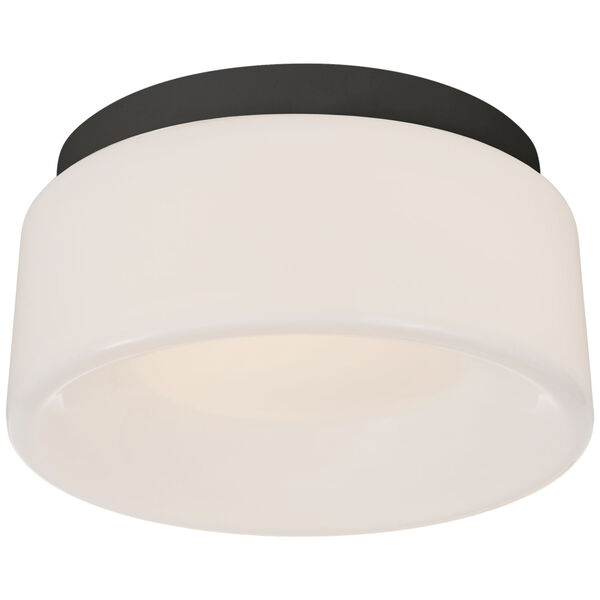 Halo 5.5-Inch Solitaire Flush Mount in Matte Black with White Glass by Barbara Barry, image 1