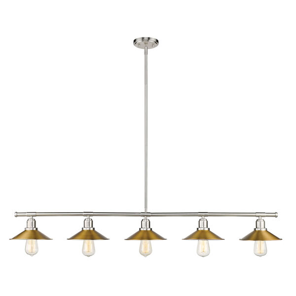 Casa Factory Brass and Brushed Nickel Five-Light Mini Pendant, image 1