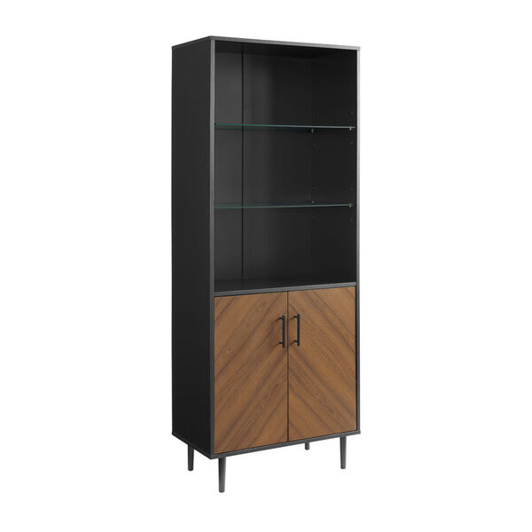 Hampton Solid Black and Brown Bookmatch Door Two-Tone Hutch, image 5