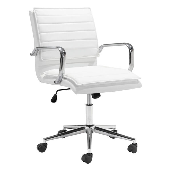 Partner White and Chrome Office Chair, image 1