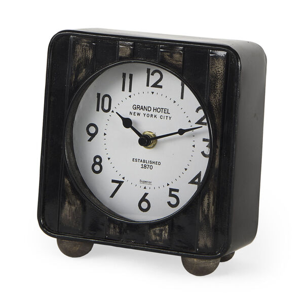 Karl Rustic Black Rounded Square Table Clock, image 1