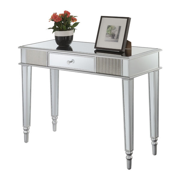 French Country Silver Mirrored Desk with One Drawer, image 4