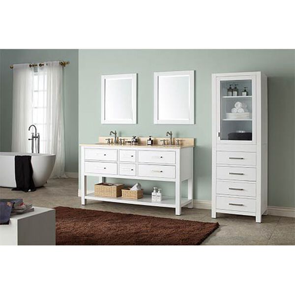 Brooks White 60-Inch Vanity Combo with Galala Beige Marble Top, image 3