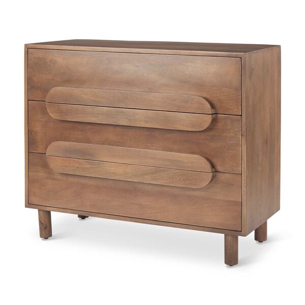 Astrid Medium Brown Three-Drawer Cabinet, image 1